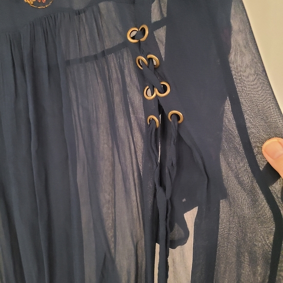 Free People teal embroidered dress - Picture 4 of 6